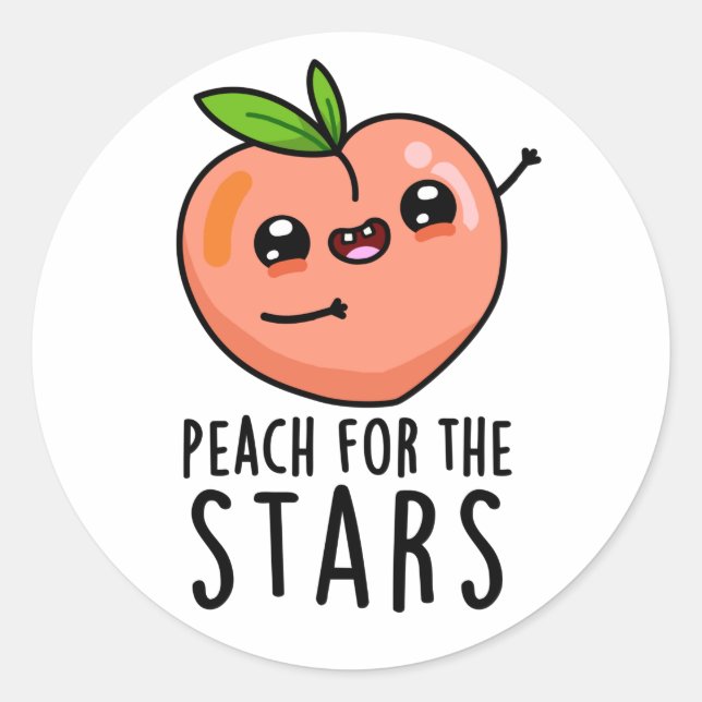Adesivo Redondo Peach For Stars Engraçado Fruta Pun (Frente)