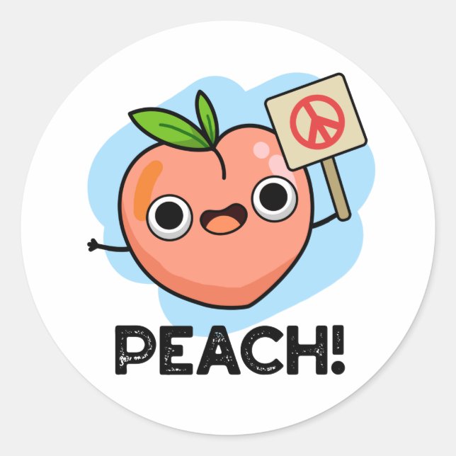 Adesivo Redondo Peach Funny Peace Fruta Pun (Frente)