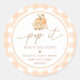 Adesivo Redondo Peach Gingham Pumpkin Pop Quando Ela Pop