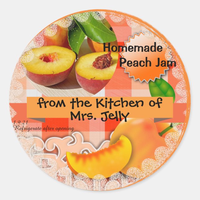 Adesivo Redondo Peach Jam Classic Round Sticker (Frente)