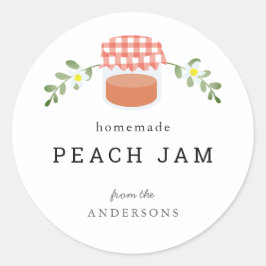 Adesivo Redondo Peach Jam Jar Floral Branco