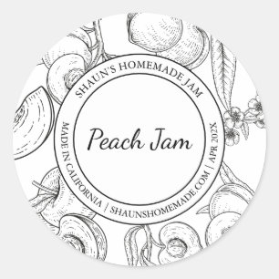Adesivo Redondo Peach Jam Sketch Modern label
