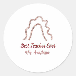 Adesivo Redondo Peach marron glitter rainbow teacher appreciation 