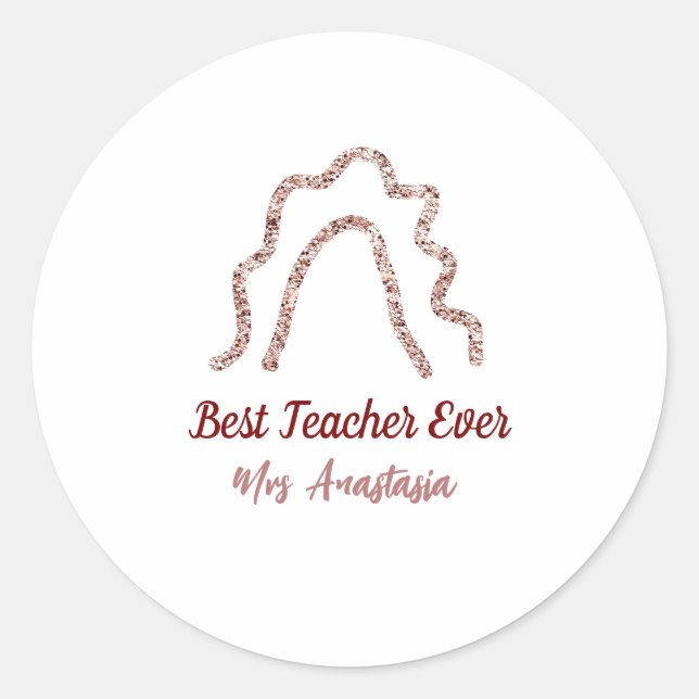 Adesivo Redondo Peach marron glitter rainbow teacher appreciation  (Frente)