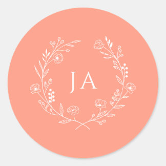 Adesivo Redondo Peach Monograma Wedding
