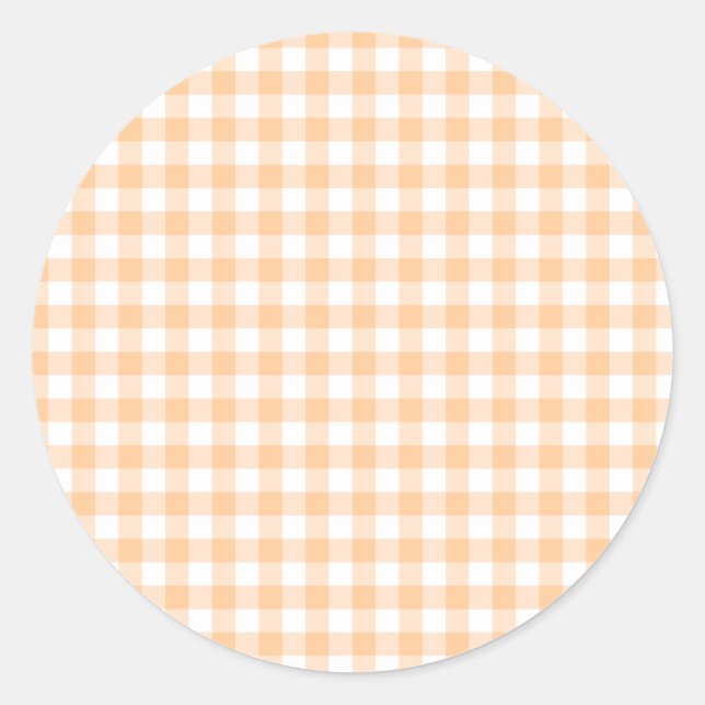 Adesivo Redondo Peach Orange e White Gingham (Frente)