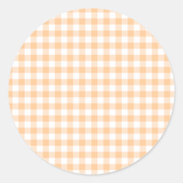 Adesivo Redondo Peach Orange e White Gingham