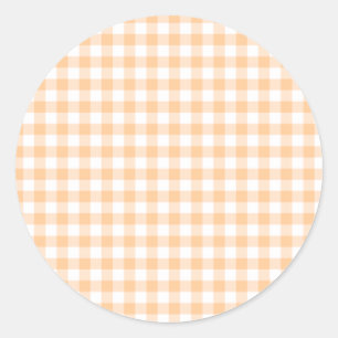 Adesivo Redondo Peach Orange e White Gingham