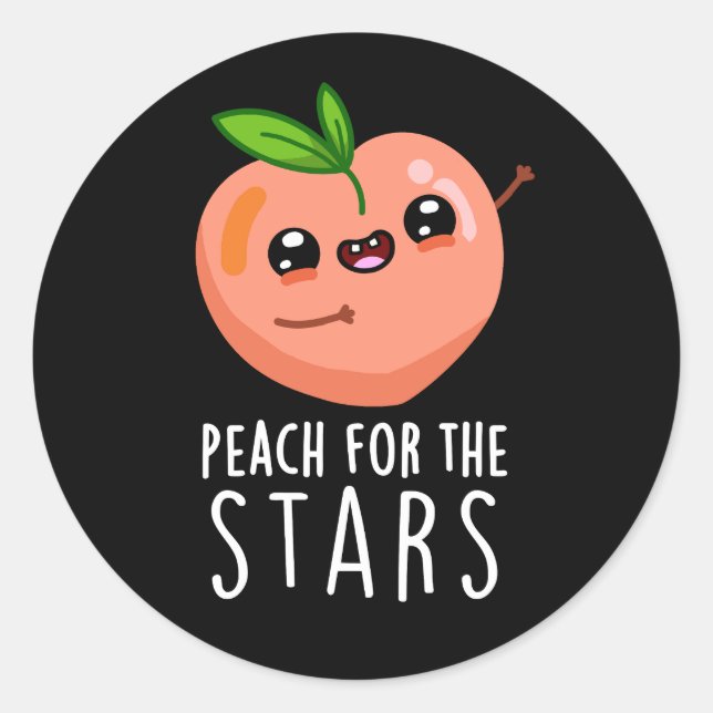Adesivo Redondo Peach Para As Estrelas Frutas Engraçadas Pun Dark  (Frente)