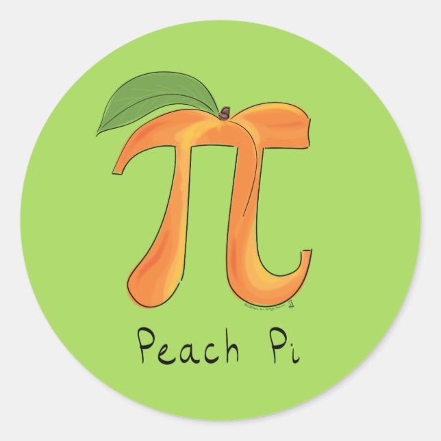 Adesivo Redondo Peach Pi - Símbolo Professor de Matemática (Frente)