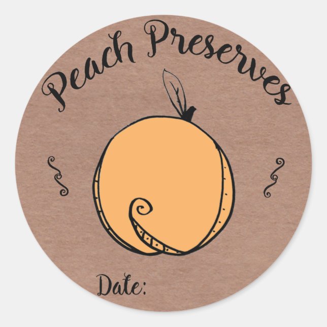 Adesivo Redondo Peach Preserve Sticker com espaço para data (Frente)