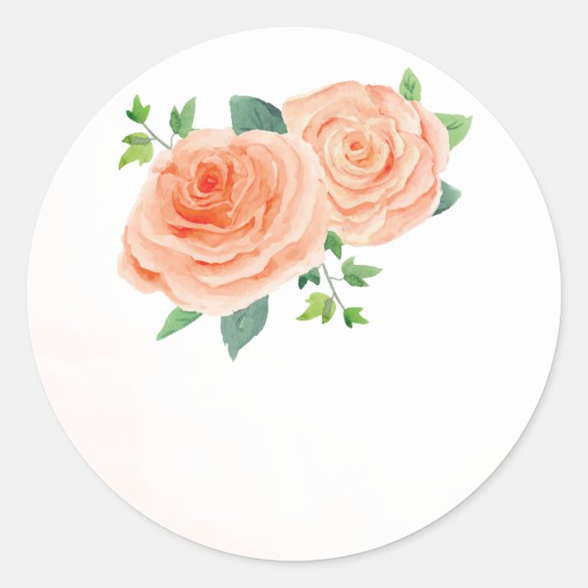 Adesivo Redondo Peach Rosa Wedding Favor Stickers (Frente)