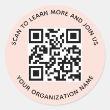Peach Round QR Code Stickers Business Personalizad