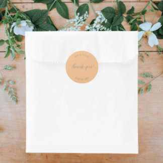 Adesivo Redondo Peach Stylized Wedding Obrigado