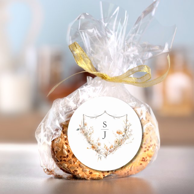 Adesivo Redondo Peach Wildflower Wedding (Criador carregado)