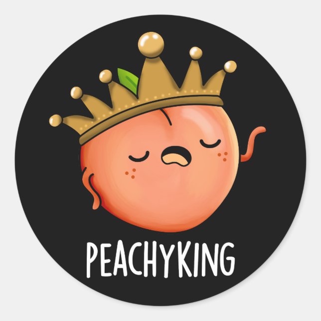 Adesivo Redondo Peachy King Engraçado Peach Pun Dark BG (Frente)