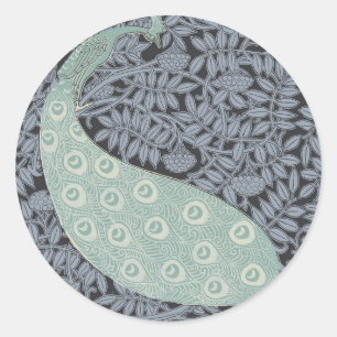 Adesivo Redondo Peacock Art Nouveau Bird Classic