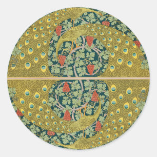 Adesivo Redondo Peacock Art Nouveau Estilo redondo intrincado desi
