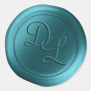 Adesivo Redondo Peacock Blue 2 - Letra Monogramx Seal Stickers