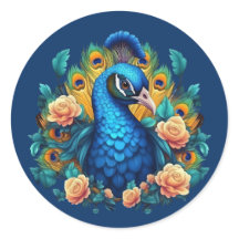 Peacock Com Rosas De Pêssego