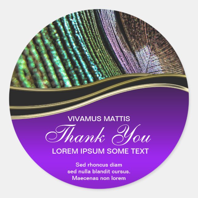 Adesivo Redondo Peacock Feather Abstrato Puro Obrigado Sticker (Frente)