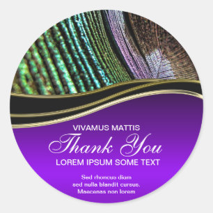 Adesivo Redondo Peacock Feather Abstrato Puro Obrigado Sticker