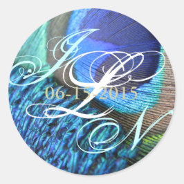 Adesivo Redondo Peacock Feather Sticker