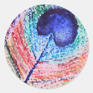 Adesivo Redondo Peacock Feather Sticker
