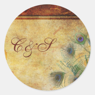 Adesivo Redondo Peacock Feather Stickers