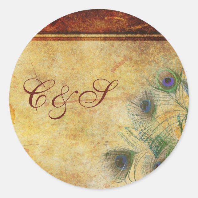 Adesivo Redondo Peacock Feather Stickers (Frente)