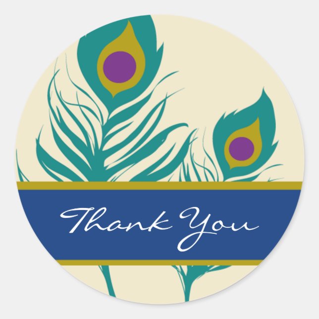 Adesivo Redondo Peacock Feather Stickers (Frente)