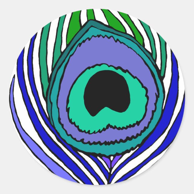 Adesivo Redondo Peacock Feather Stickers (Frente)