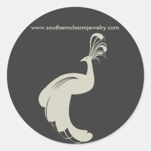 ADESIVO REDONDO PEACOCK FLOURISH EM TAN/CINZA ROUND STICKER
