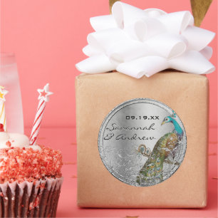 Adesivo Redondo Peacock Lovebird Silver Cinza Seal