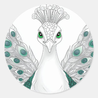 Adesivo Redondo Peacock sticker. A noble and beautiful bird