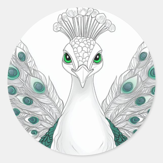 Adesivo Redondo Peacock sticker. A noble and beautiful bird  (Frente)