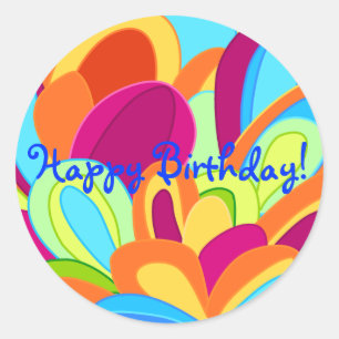 Adesivo Redondo Peacock Stickers - Parabéns