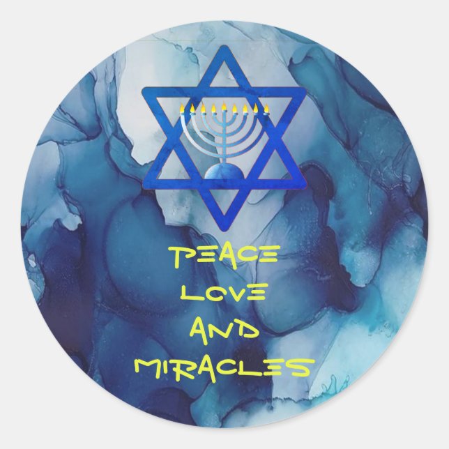 Adesivo Redondo PEALOVE AND MIRACLES HANUKKAH Stickers (Frente)