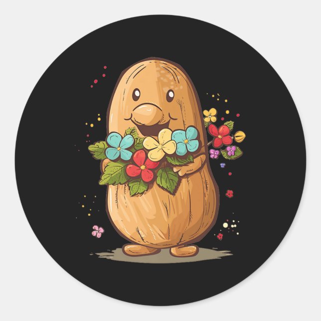 Adesivo Redondo Peanut Escolhe Flores Para Rapazes E Meninas (Frente)