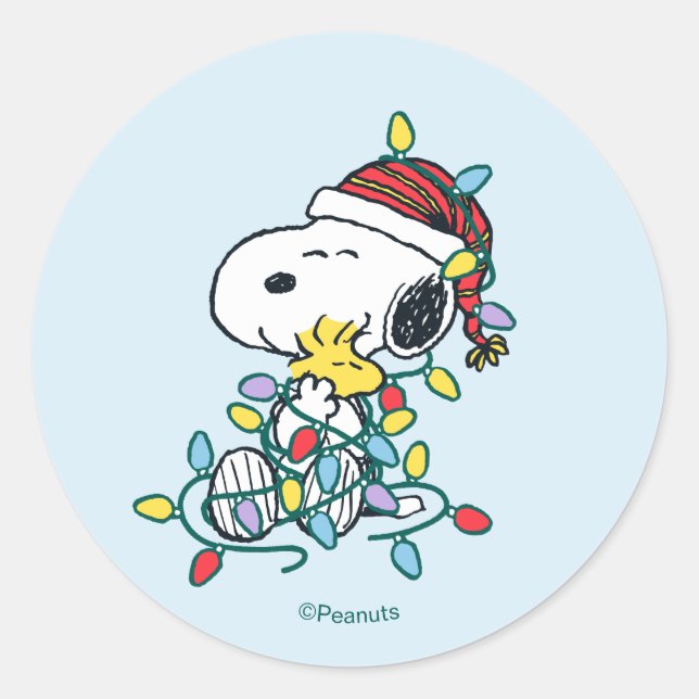 Adesivo Redondo Peanuts | Christmas Love and Lights (Frente)