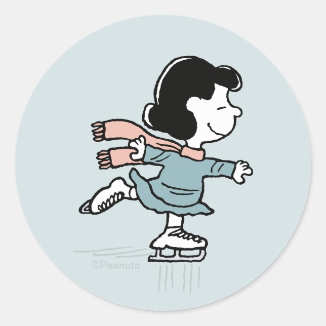 Adesivo Redondo Peanuts | Lucy On Ice (Frente)