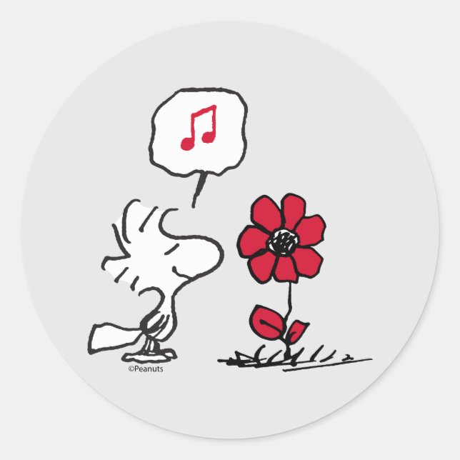 Adesivo Redondo PEANUTS | Padrão vermelho e preto (Frente)