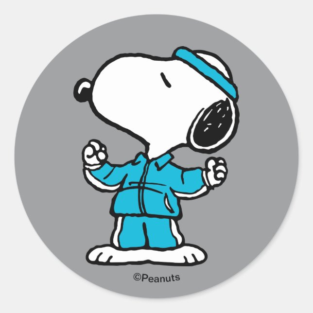 Adesivo Redondo Peanuts Snoopy Active Workout (Frente)