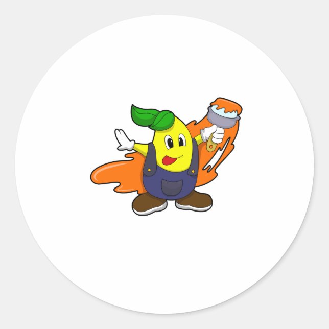 Adesivo Redondo Pear como Pincel com Pincel de Tinta (Frente)