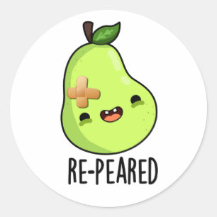 Adesivo Redondo Pear de Fruta Cuta Repetida
