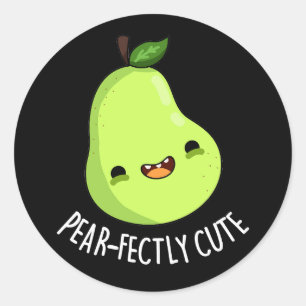 Adesivo Redondo Pear Fruta, em ponto de tafetá, de cor branca, esc
