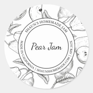 Adesivo Redondo Pear Jam Sketch