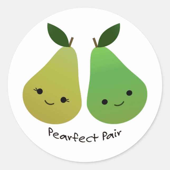 Adesivo Redondo Pearfect Pear Kawaii Pears (Frente)