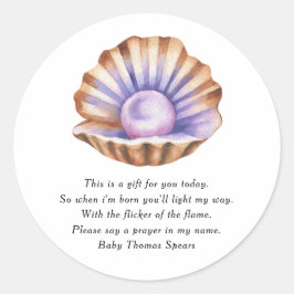 Adesivo Redondo Pearl Baby Shower - Prayer Candle Label