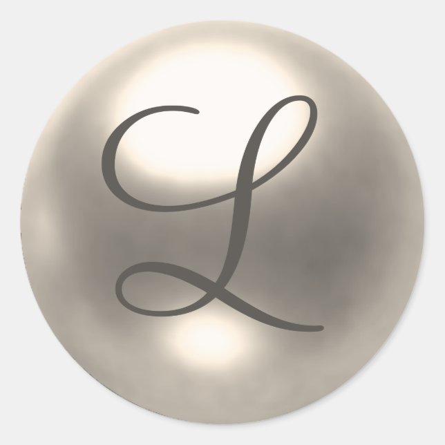 Adesivo Redondo Pearl L monograma selo de casamento (Frente)